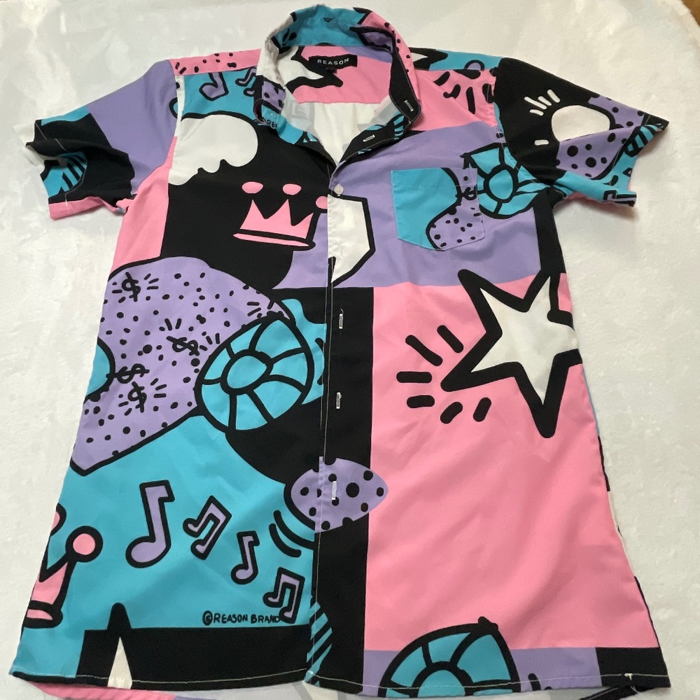 RETRO REASON BRAND  BUTTON DOWN  SIZE Large (UNISEX) Music Addition